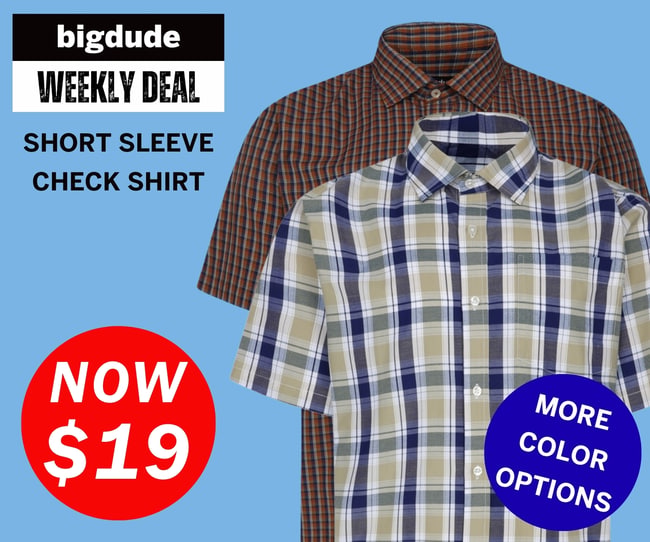Bigdude weekly deal - Short Sleeve Check Shirt now $19